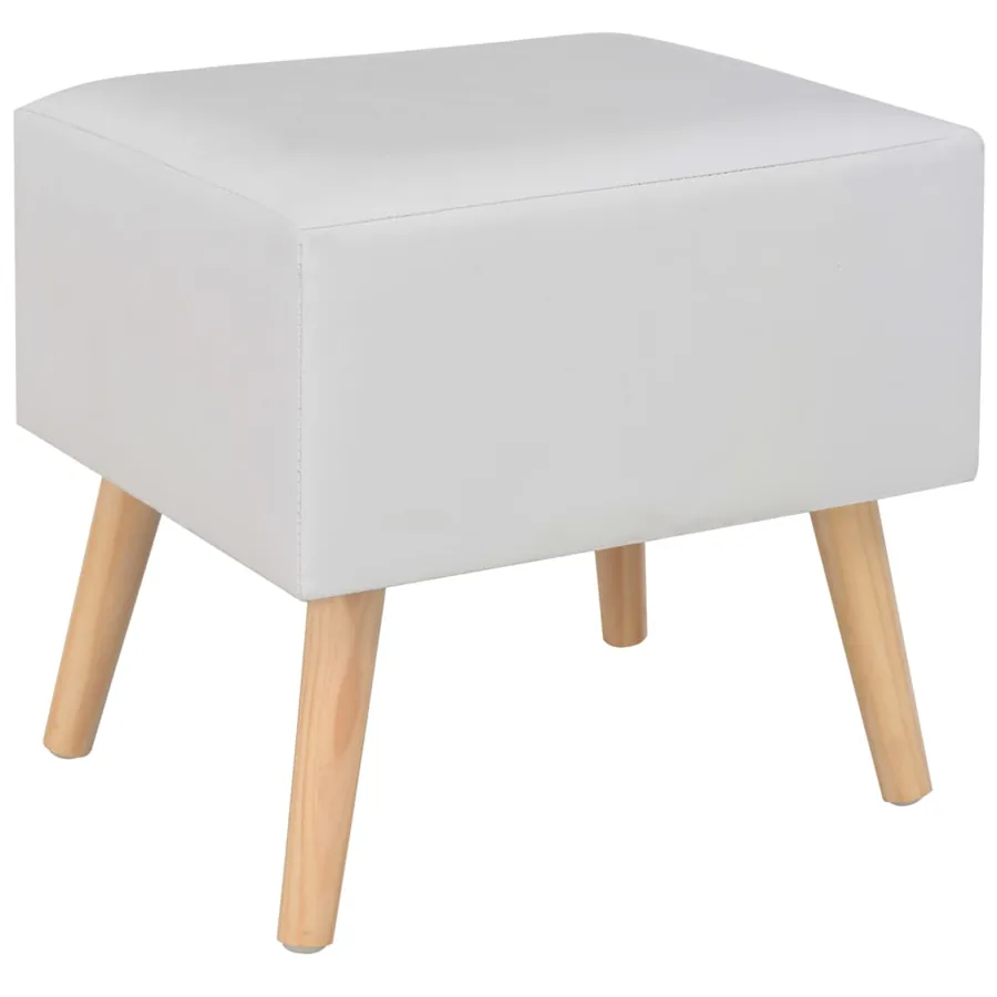 Table de chevet Blanc 40x35x40 cm Similicuir - 3