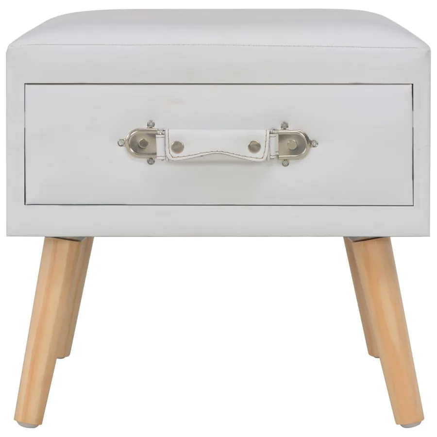 Table de chevet Blanc 40x35x40 cm Similicuir - 4