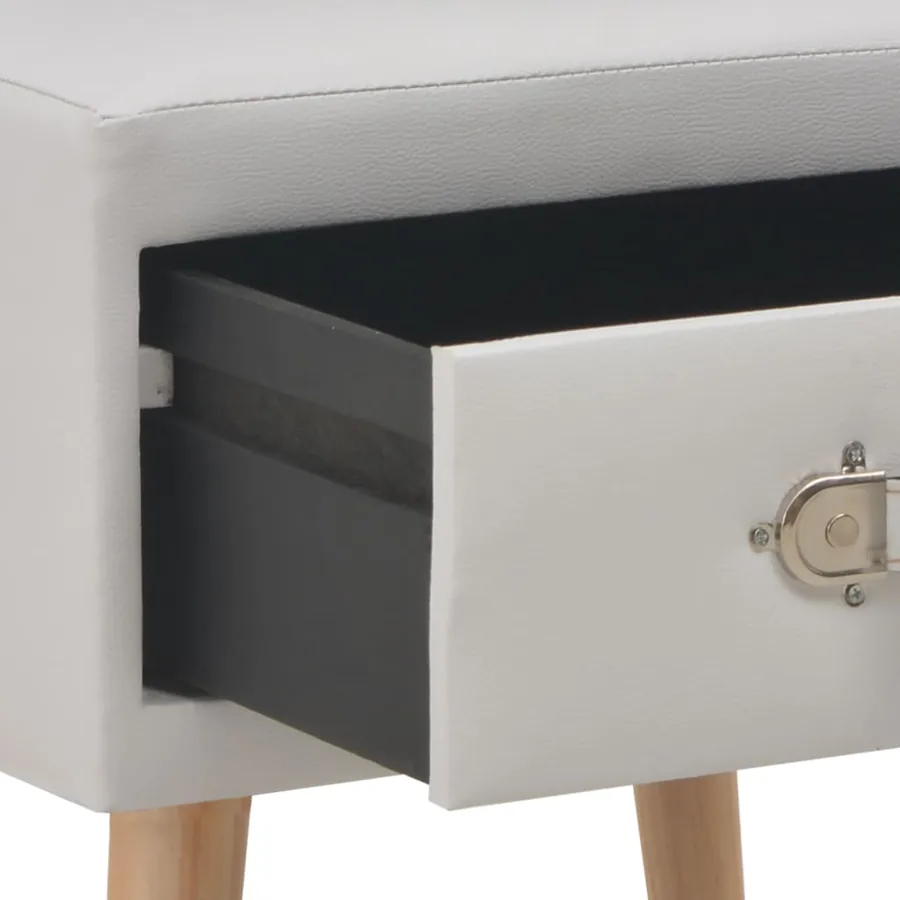 Table de chevet Blanc 40x35x40 cm Similicuir - 6
