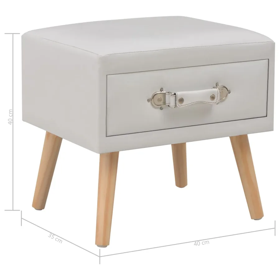 Table de chevet Blanc 40x35x40 cm Similicuir - 8