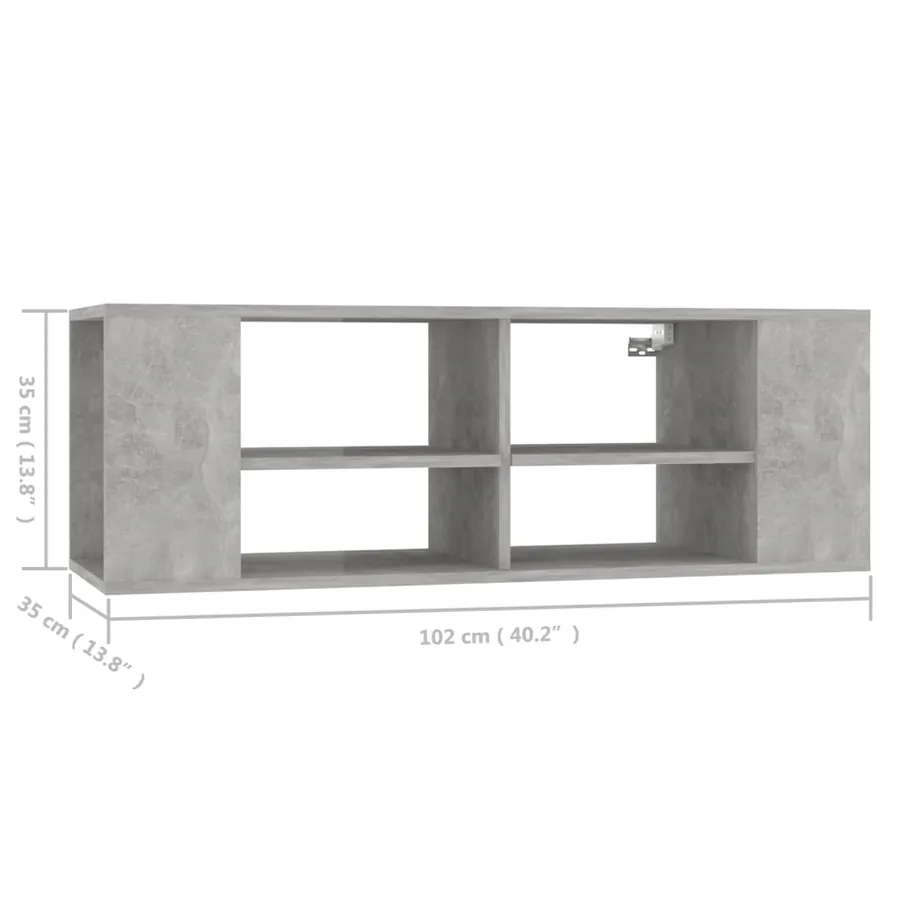 Meuble TV mural Gris béton 102x35x35 cm Bois d’ingénierie - 7