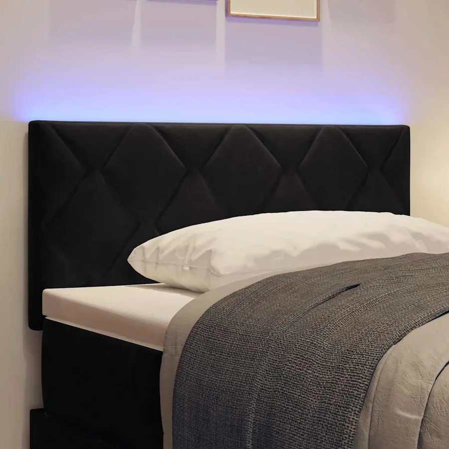 Tête de lit LED Noir 90 cm Velours - 4