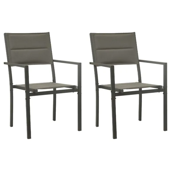 Chaises de jardin lot de 2 Textilène acier Gris et anthracite