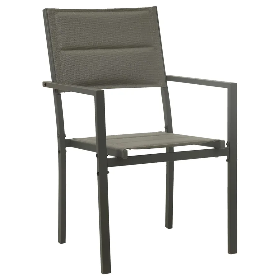Chaises de jardin lot de 2 Textilène acier Gris et anthracite - 2