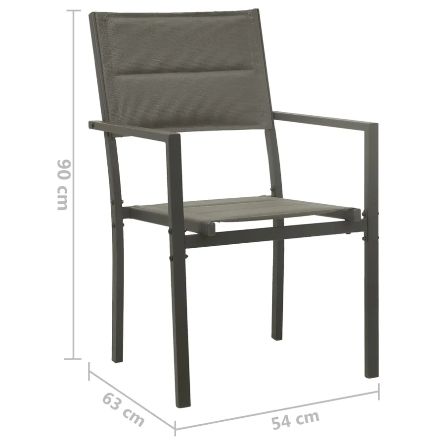 Chaises de jardin lot de 2 Textilène acier Gris et anthracite - 8