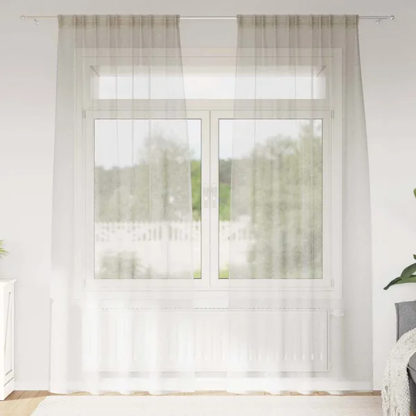 Rideau en Voile 2 pcs Crème 245 x 140 cm Polyester