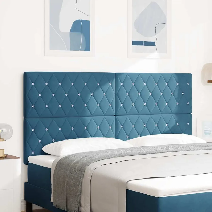 Tête de lit LED avec bandes LED Bleu foncé 180 cm Velours