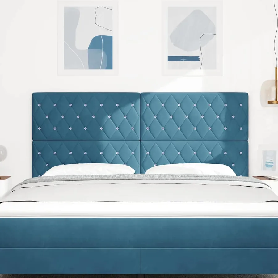 Tête de lit LED avec bandes LED Bleu foncé 180 cm Velours - 3