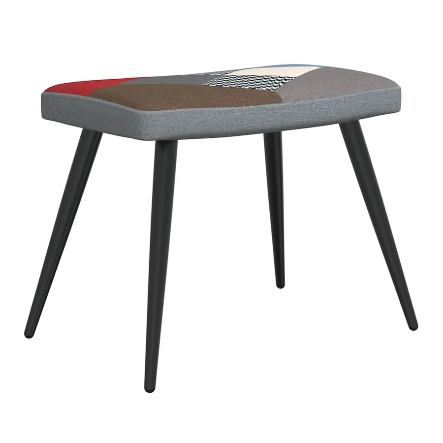 Chaise de relaxation avec tabouret Patchwork Tissu - 6