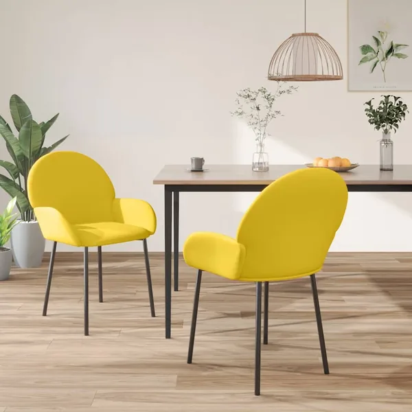 Chaises à manger lot de 2 Jaune Velours