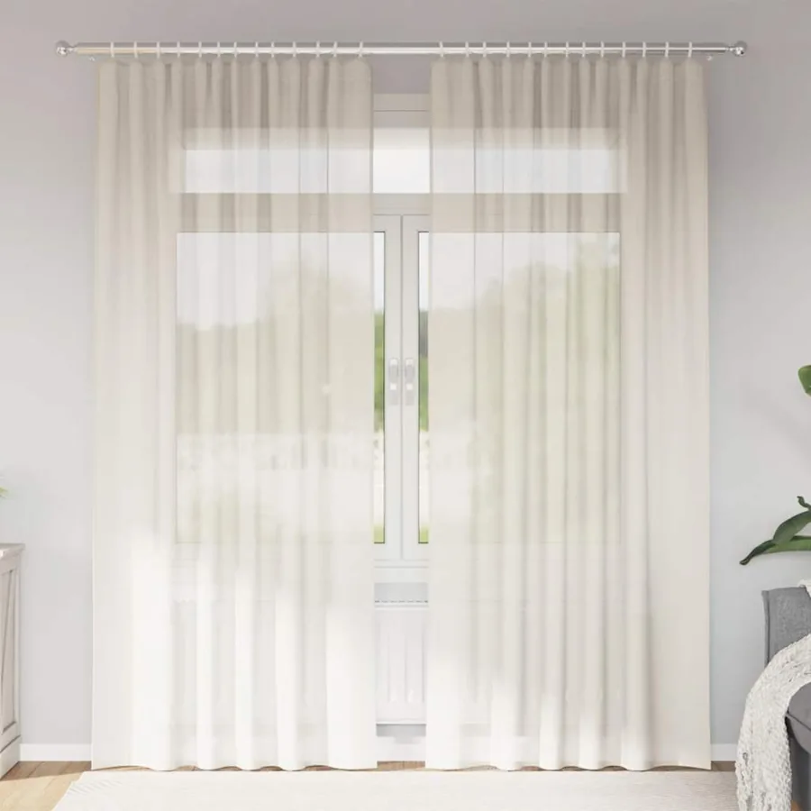 Rideaux en voile à œillets 2 pcs couleur crème