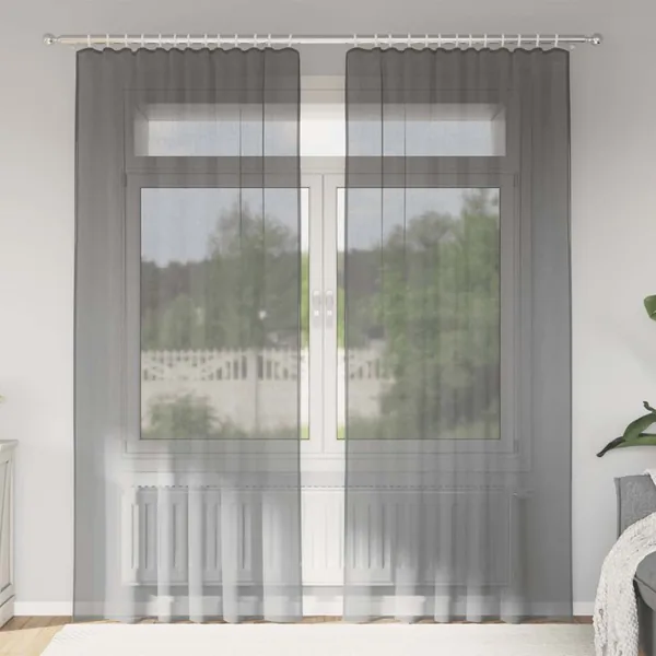 Rideaux en voile à œillets 2 pcs gris foncé