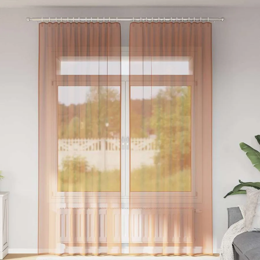 Rideaux en voile à œillets 2 pcs couleur terre cuite