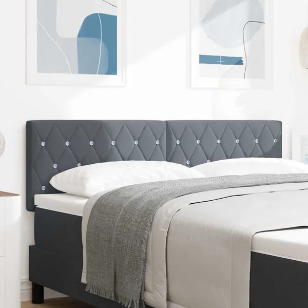 Tête de lit LED avec bandes LED Gris foncé 160 cm Velours