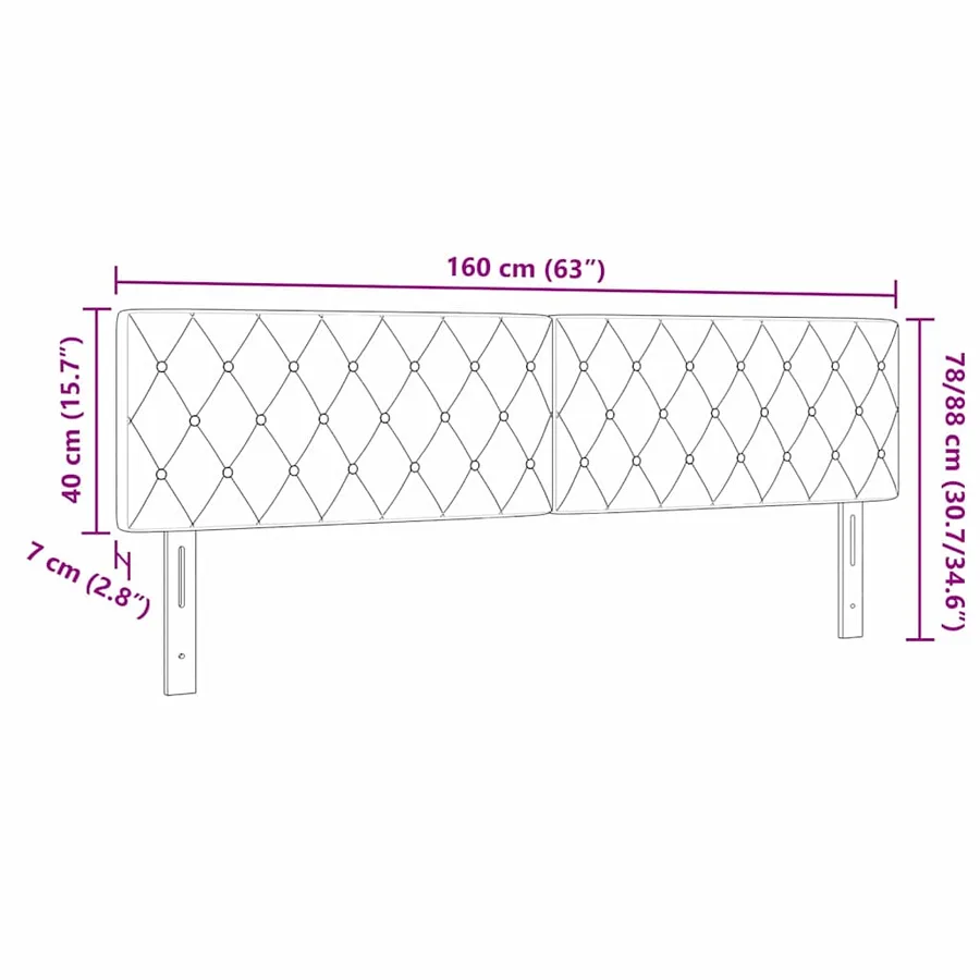 Tête de lit LED avec bandes LED Gris foncé 160 cm Velours - 10