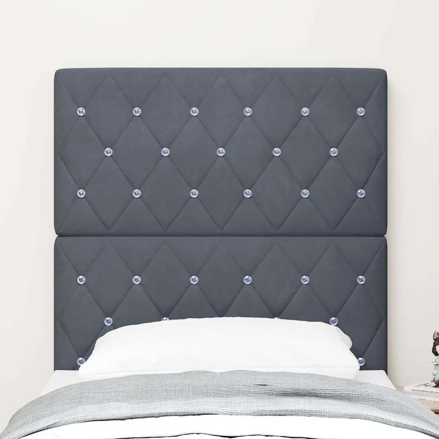 Tête de lit LED avec bandes LED Gris foncé 80 cm Velours - 3