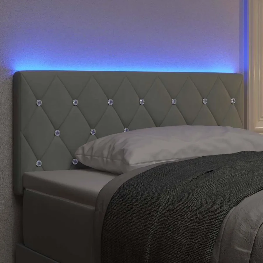 Tête de lit LED avec bandes LED Gris clair 90 cm Velours - 4