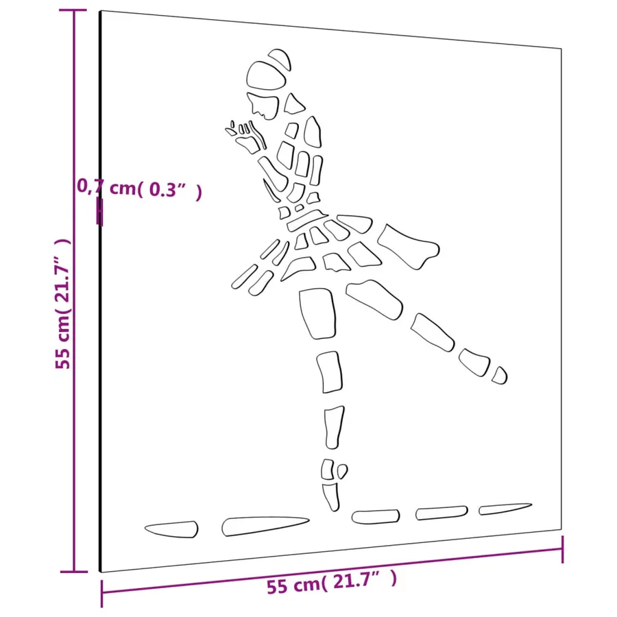 Décoration murale jardin 55x55 cm motif de danseuse de ballet - 8