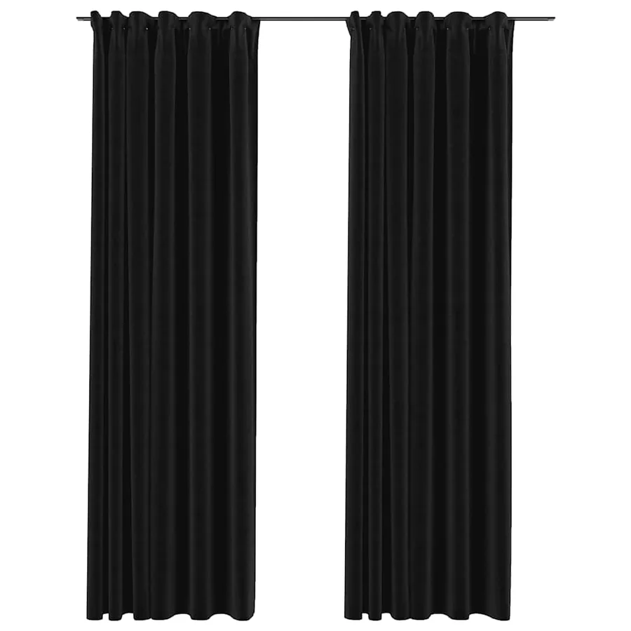 Rideaux occultants aspect lin crochet 2pcs Anthracite 140x245cm - 2