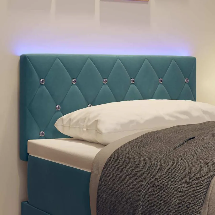 Tête de lit LED avec bandes LED Bleu foncé 80 cm Velours - 4