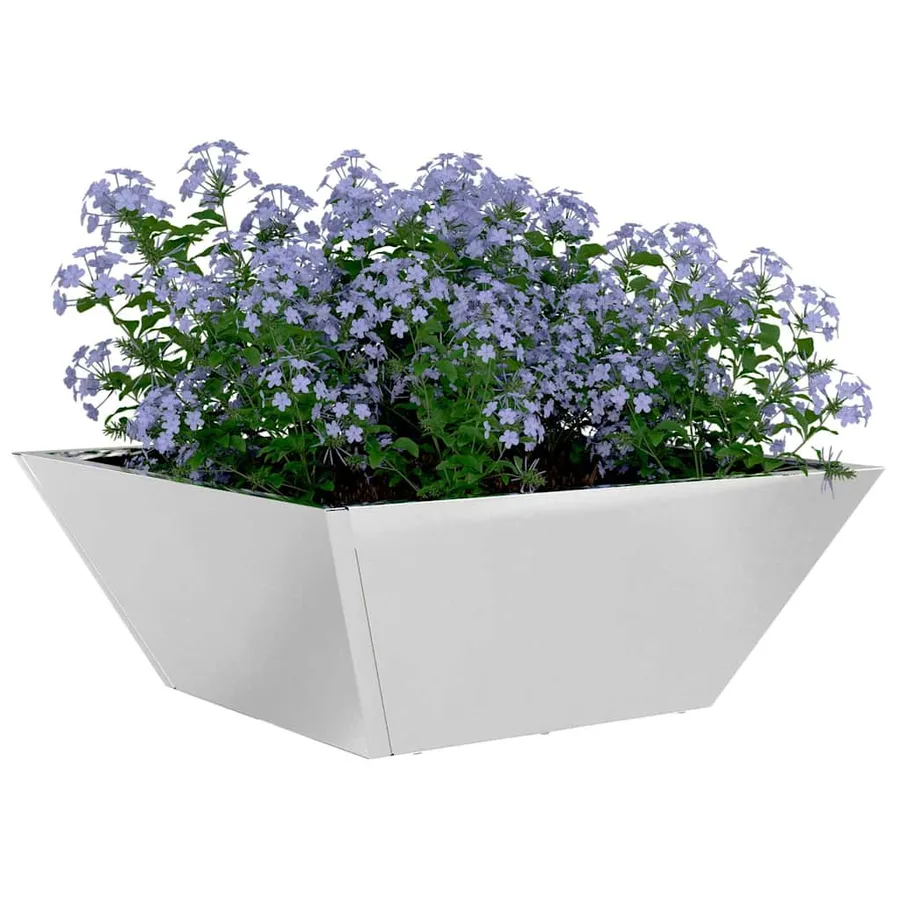 Cache-pot de jardin Argent 40 x 40 x 15 cm Acier inoxydable - 3