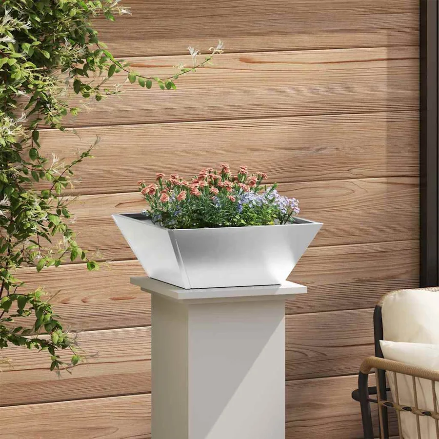 Cache-pot de jardin Argent 40 x 40 x 15 cm Acier inoxydable - 4