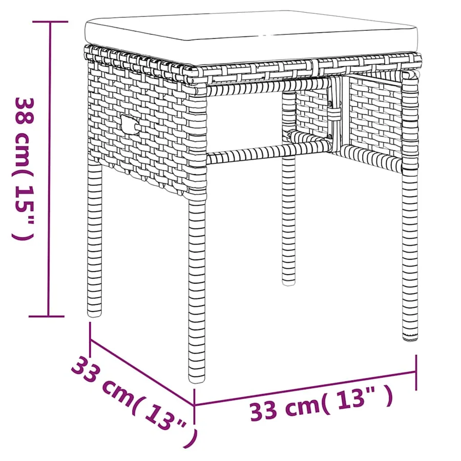 Salon de jardin 6 pcs avec coussins Gris Résine tressée - 13