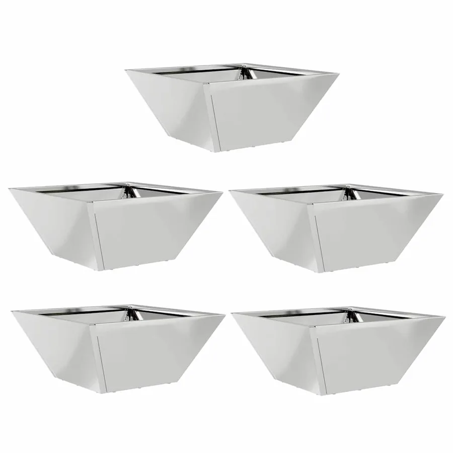 Cache-pot de jardin 5 pc Argent 35 x 35 x 15 cm Acier galvanisé - 2