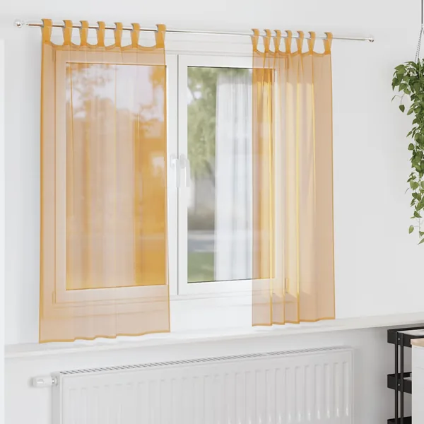 Voilages à œillets 2 pcs orange 140 x 175 cm