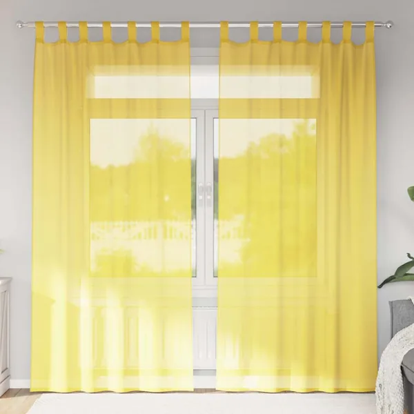 Voilages à œillets 2 pcs jaunes 140 x 225 cm