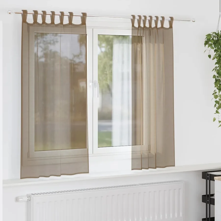 Voilages à œillets 2 pcs marron clair 140 x 140 cm
