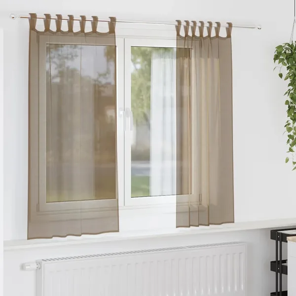 Voilages à œillets 2 pcs marron clair 140 x 140 cm