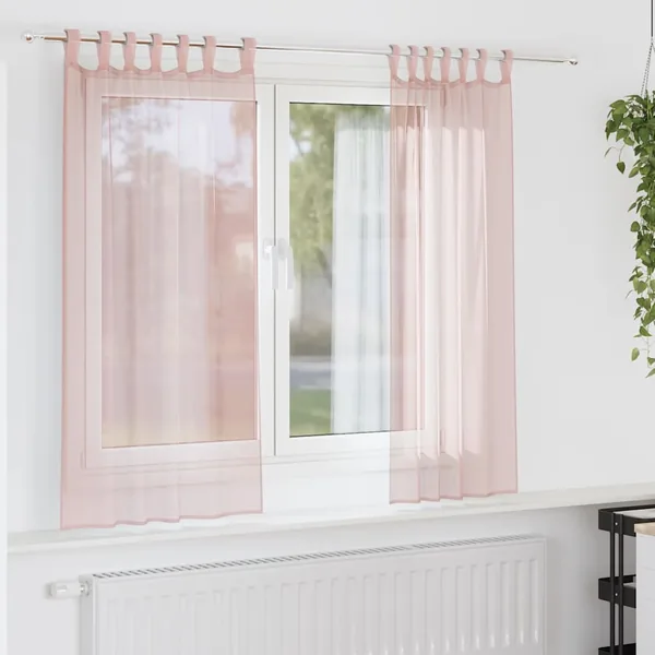 Voilages à œillets 2 pcs rose clair 140 x 175 cm