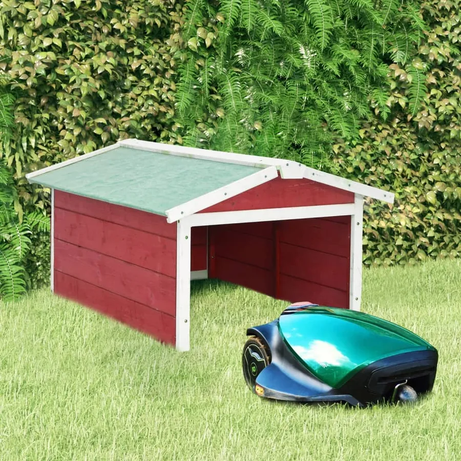 Garage de tondeuse à gazon 72x87x50 cm Rouge et blanc Sapin