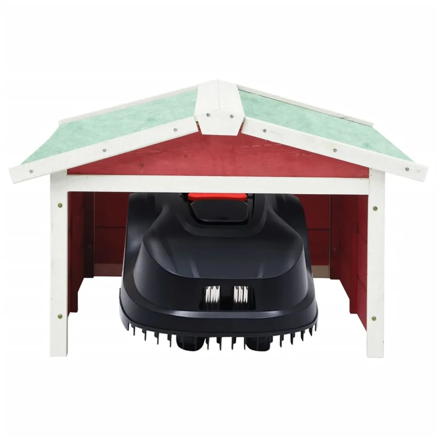 Garage de tondeuse à gazon 72x87x50 cm Rouge et blanc Sapin - 3