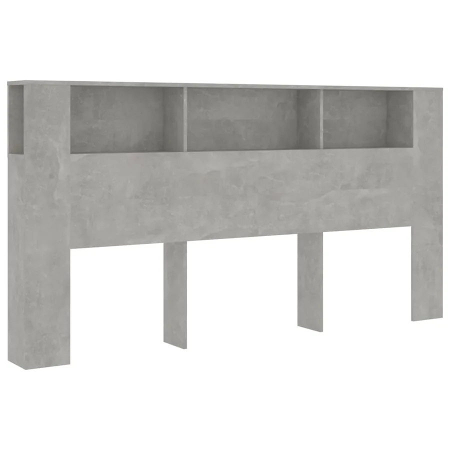 Armoire de tête de lit Gris béton 200x18,5x104,5 cm - 2