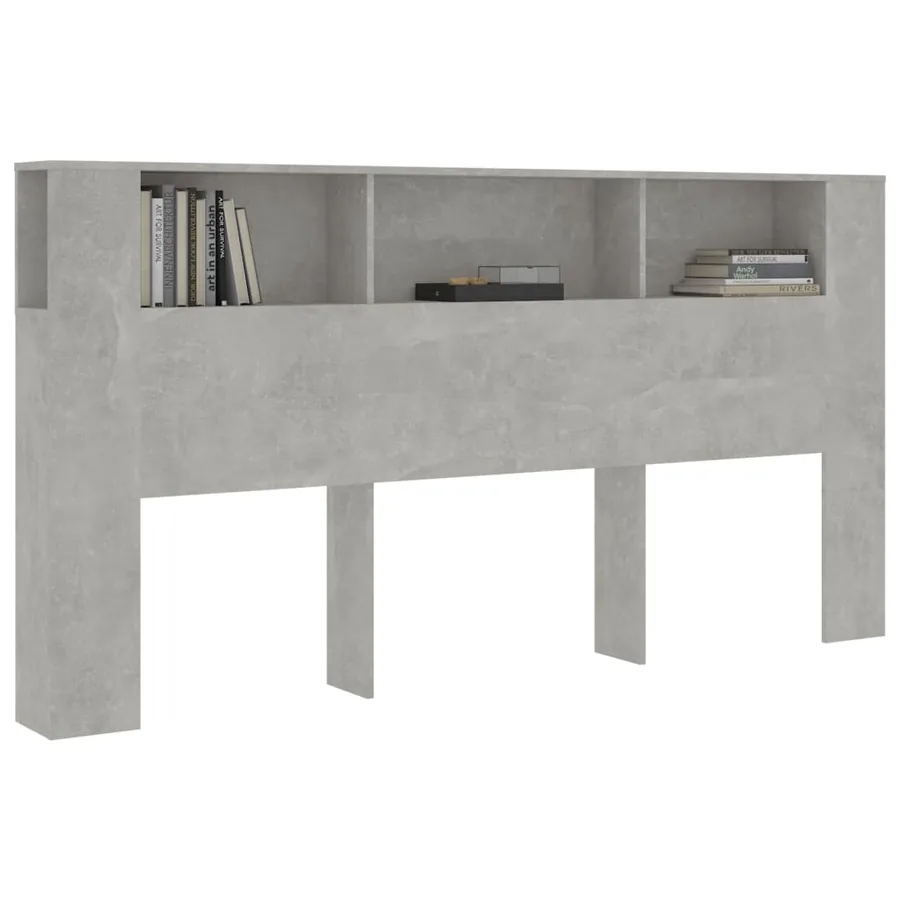 Armoire de tête de lit Gris béton 200x18,5x104,5 cm - 6