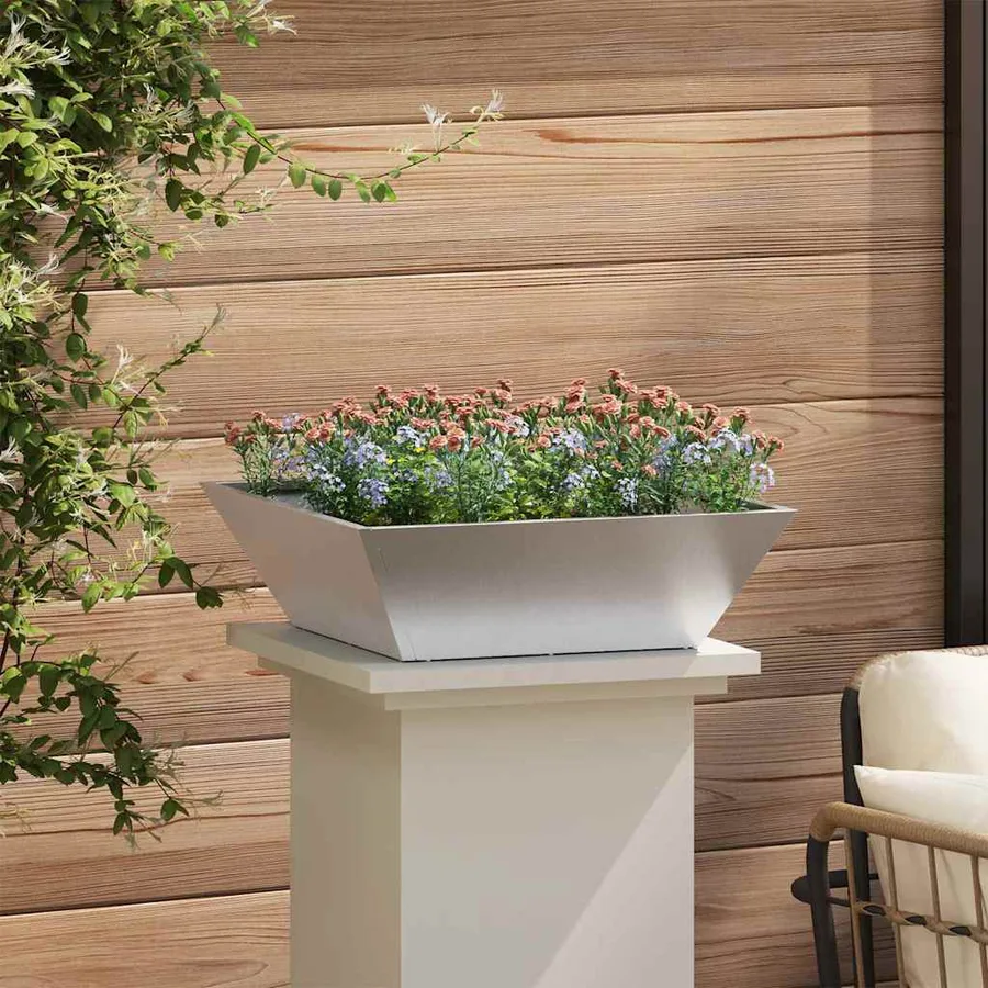 Cache-pot de jardin Argent 50 x 50 x 15 cm Acier inoxydable - 4