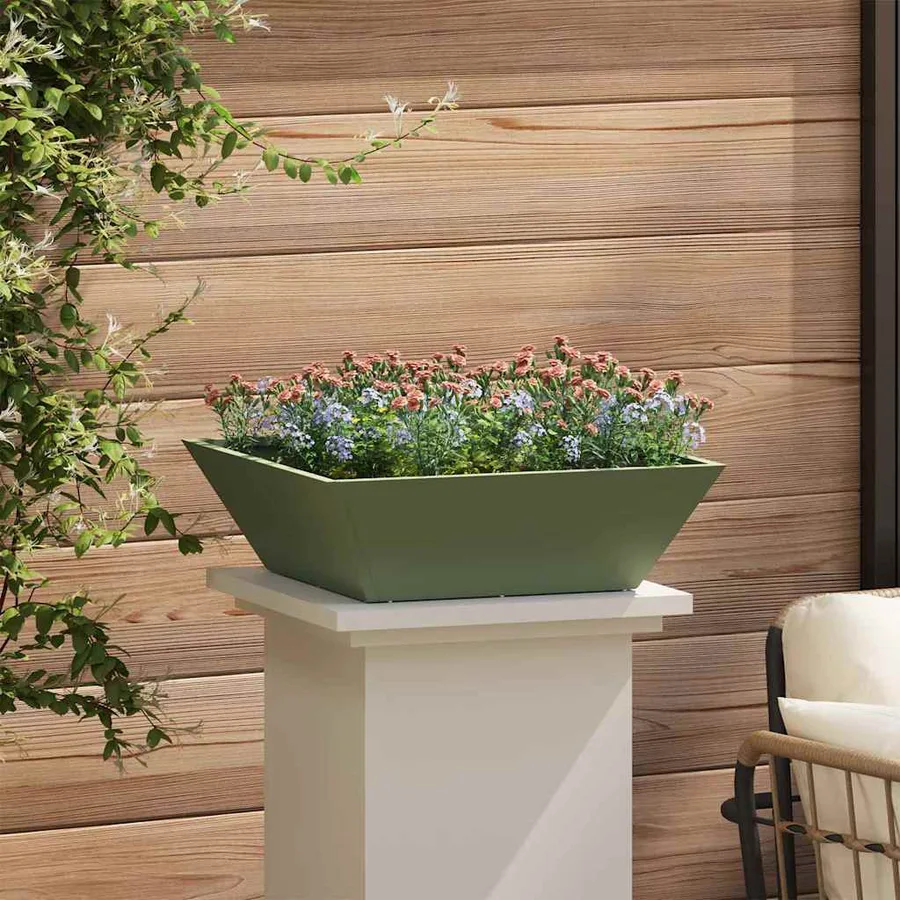 Cache-pot de jardin Vert olive 50 x 50 x 15 cm - 4