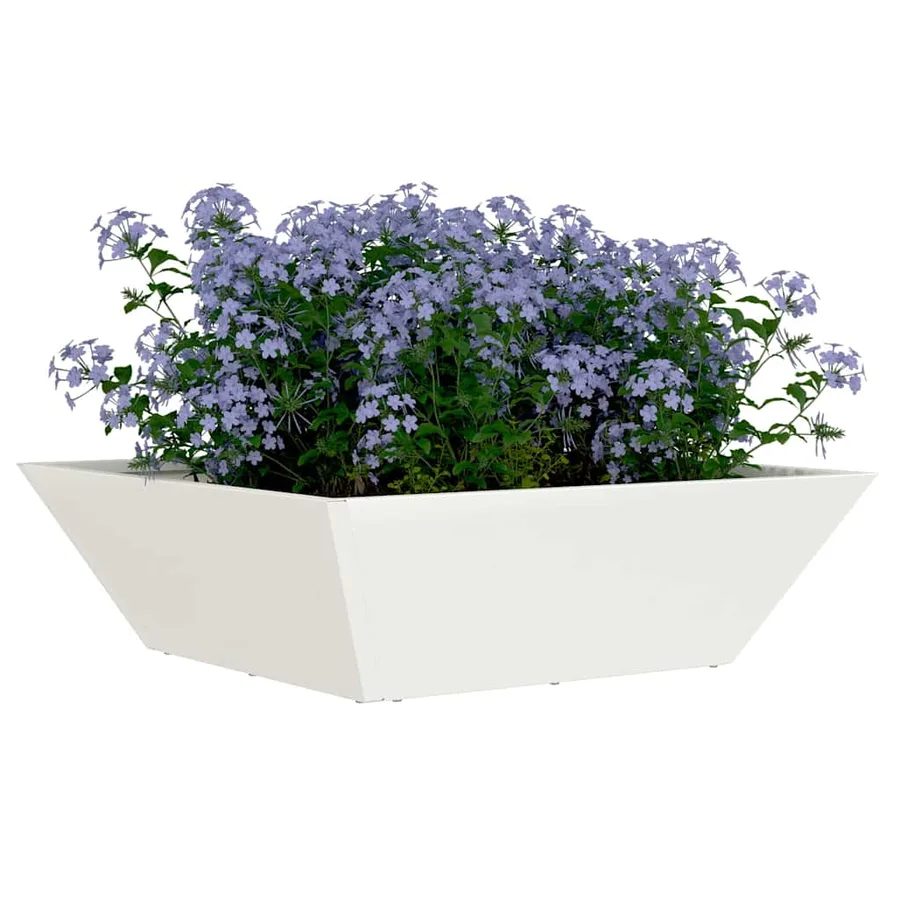 Cache-pot de jardin Blanc 50 x 50 x 15 cm Acier laminé à froid - 3