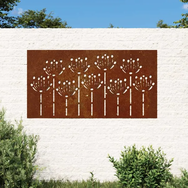 Décoration murale jardin 105x55 cm acier corten design de fleur