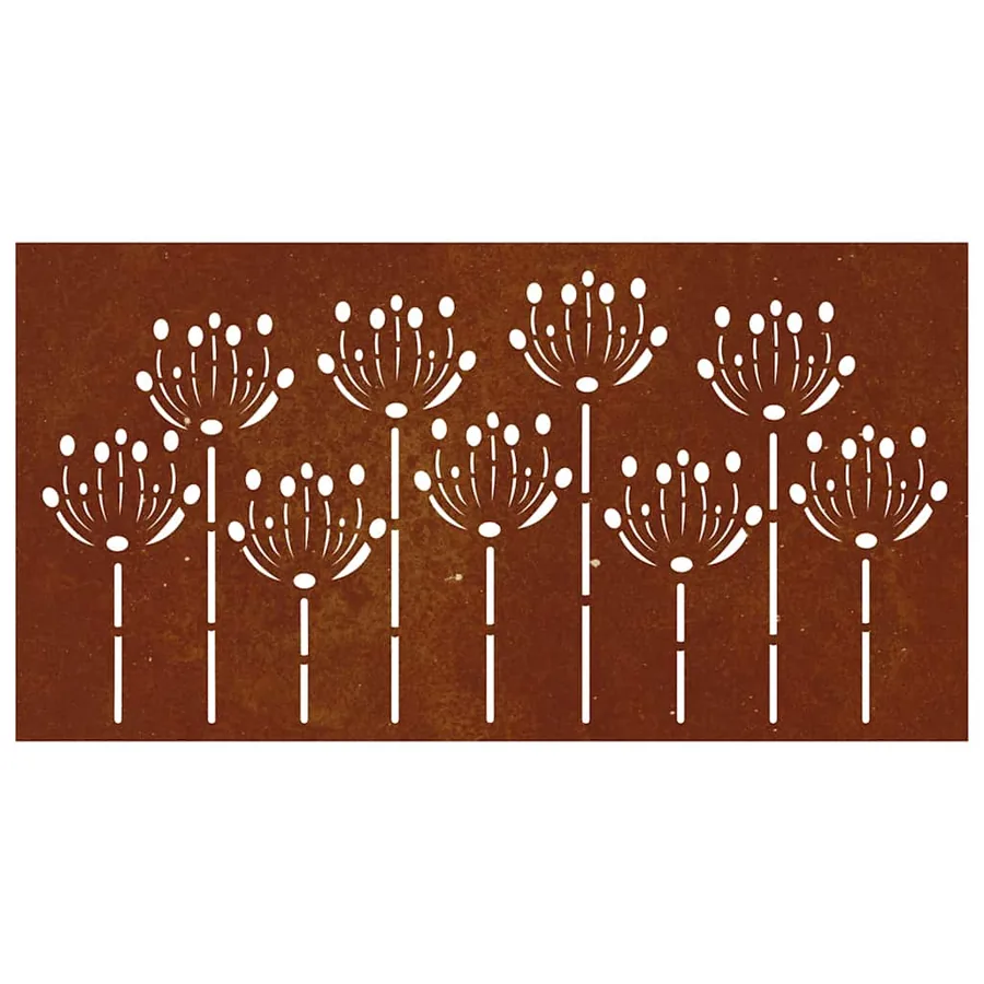 Décoration murale jardin 105x55 cm acier corten design de fleur - 4