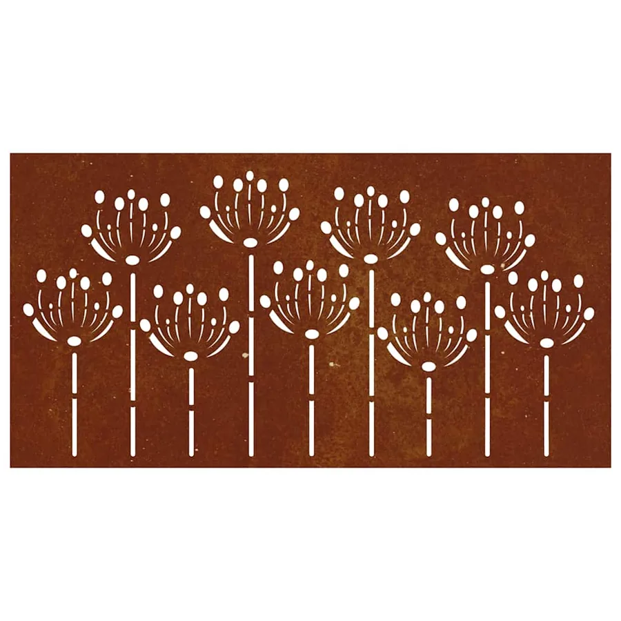 Décoration murale jardin 105x55 cm acier corten design de fleur - 5