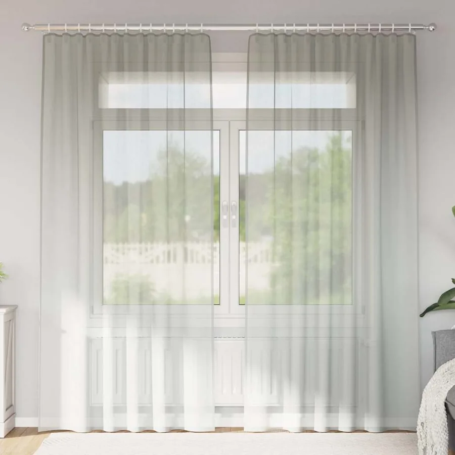 Rideaux en voile à œillets 2 pcs gris clair