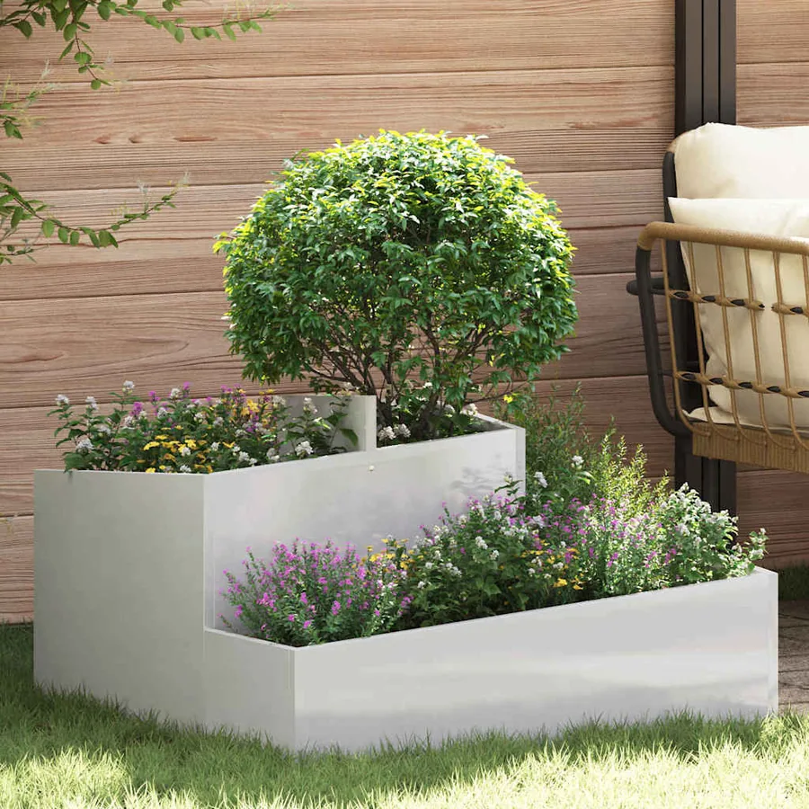 Cache-pot de jardin Argent 80 x 80 x 50 cm Acier inoxydable