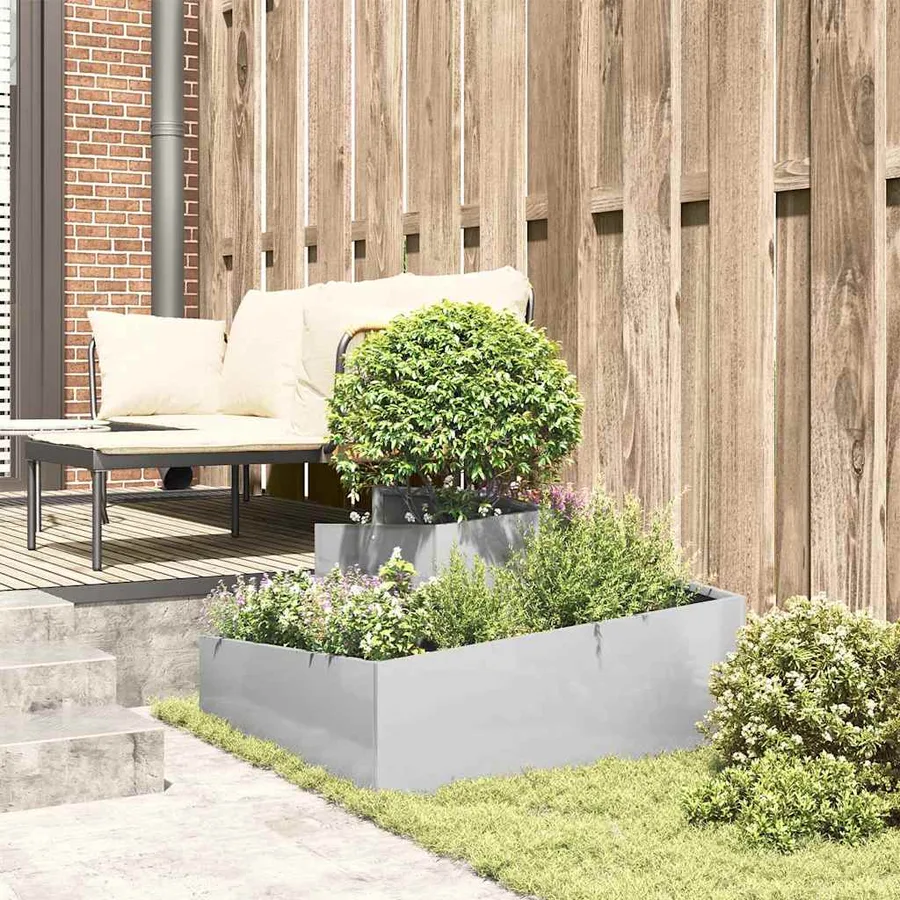 Cache-pot de jardin Argent 80 x 80 x 50 cm Acier inoxydable - 4