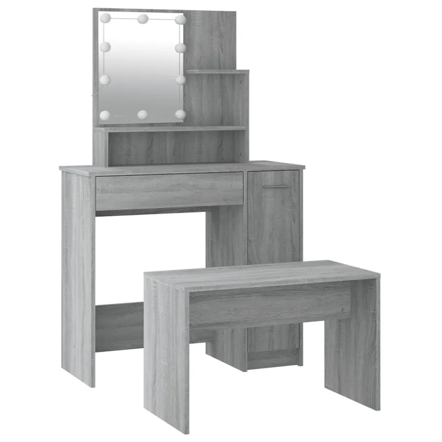Ensemble de coiffeuse avec LED Sonoma gris Bois d'ingénierie - 5