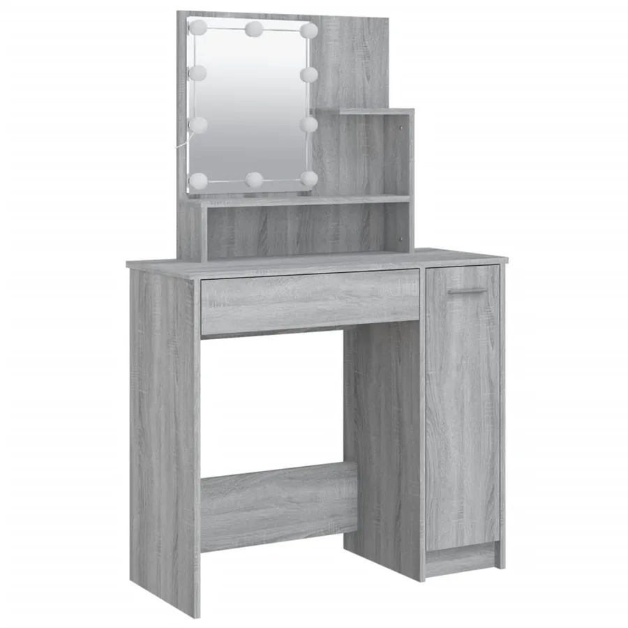 Ensemble de coiffeuse avec LED Sonoma gris Bois d'ingénierie - 7