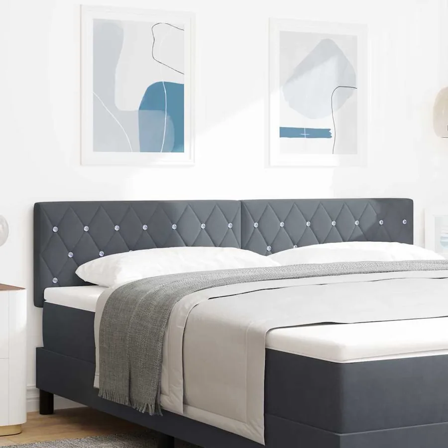 Tête de lit LED avec bandes LED Gris foncé 180 cm Velours