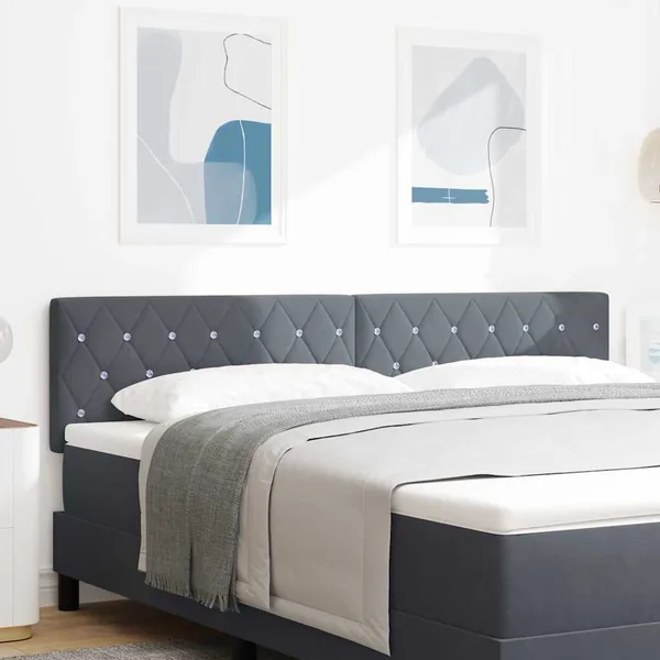 Tête de lit LED avec bandes LED Gris foncé 180 cm Velours